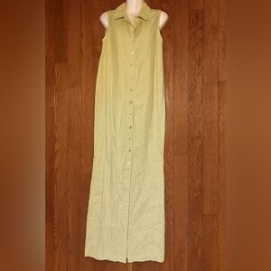EASY SPIRIT Vintage 100% Linen Maxi Sleeveless light Green Dress Size 6